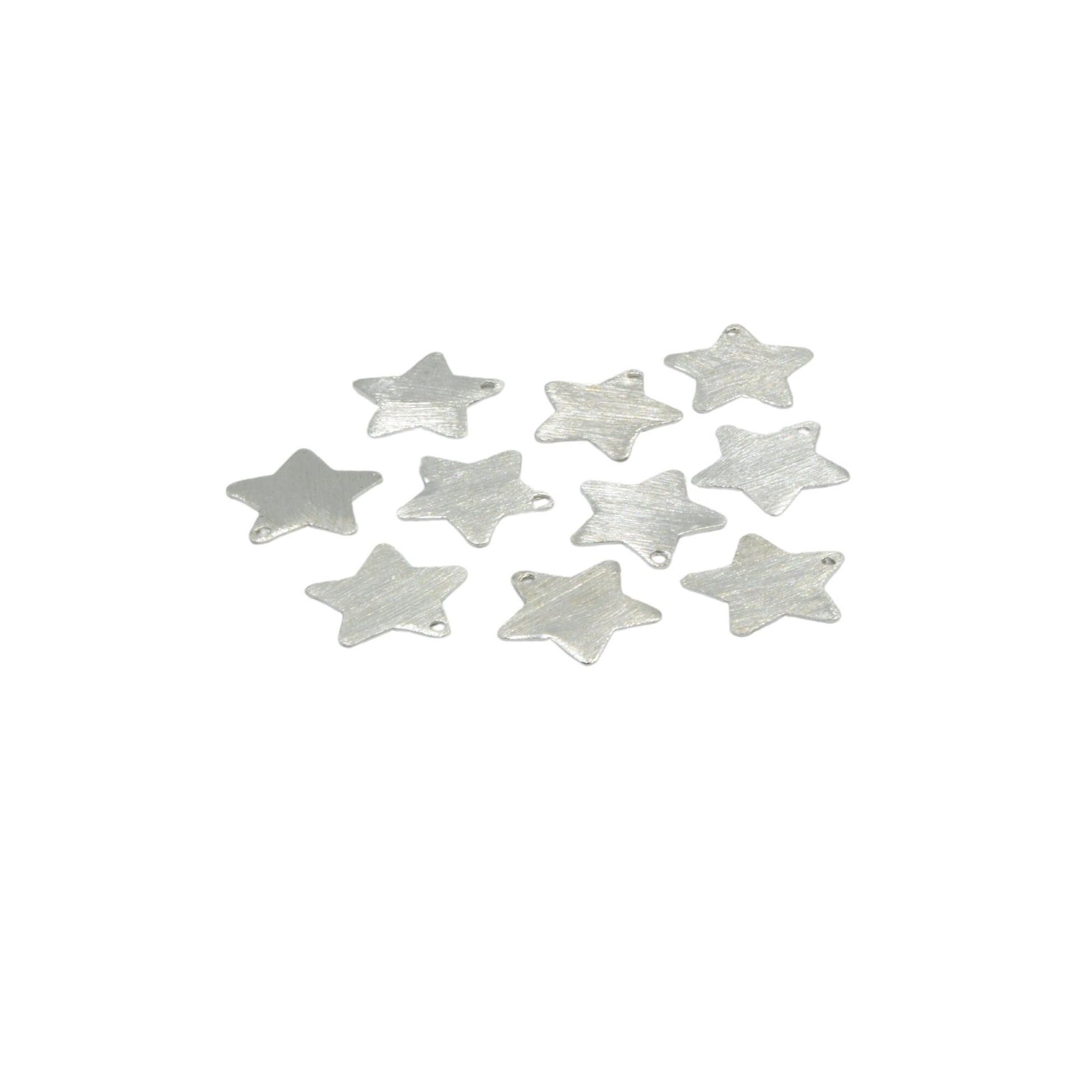 20mm x 20mm Small Silver Plated Blank Star Shaped Brushed Finish Copper Components - Sold in Packs of 10