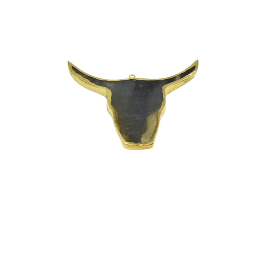 Gold Electrolated Natural Horn Bull/Steer Skull Shaped Focal Pendants - Measuring 65mm x 63mm Approximately- Sold Individually