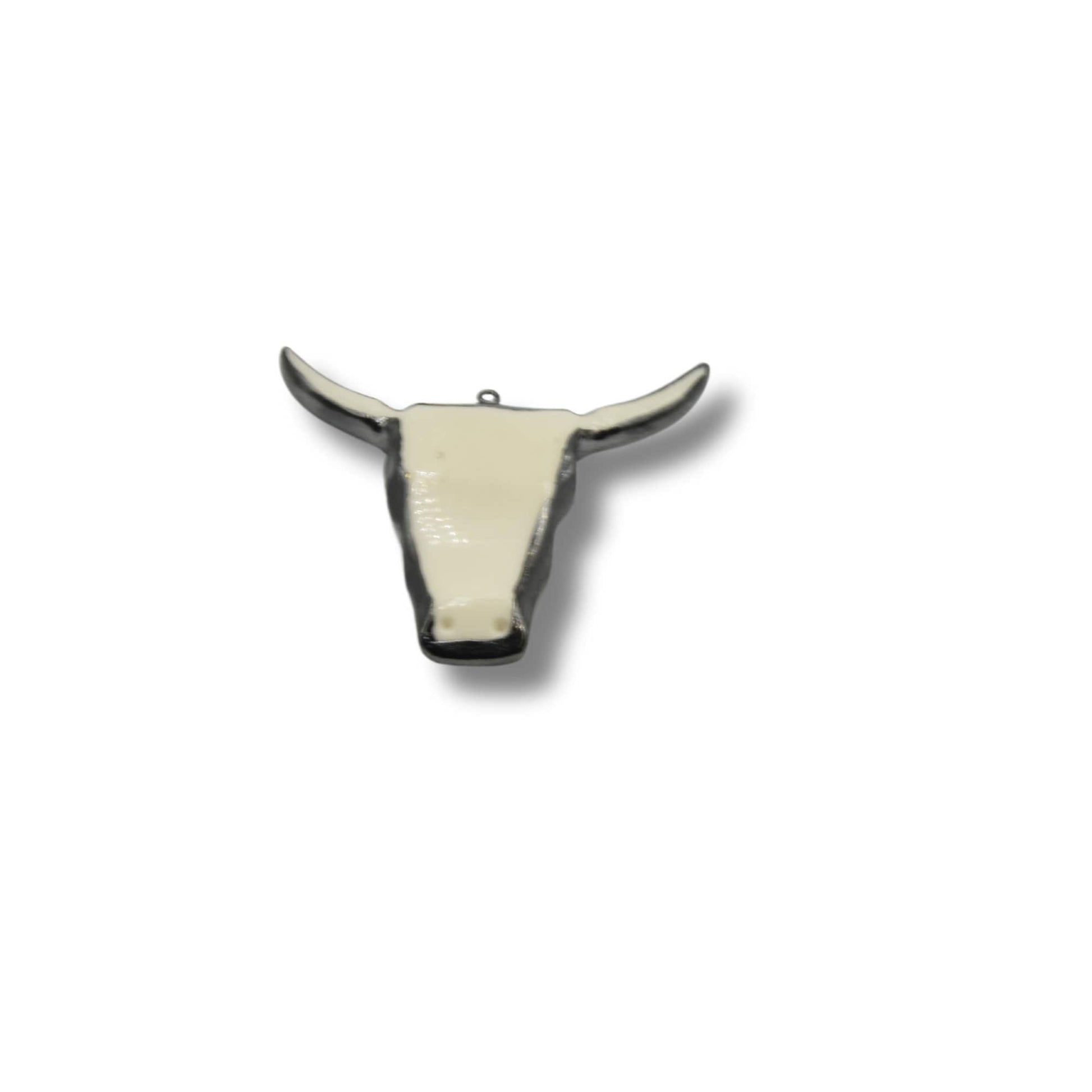Electrolated White Acrylic Bull/Steer Skull Shaped Focal Pendants - Measuring 66mm x 63mm- Available in Gold & Gunmetal