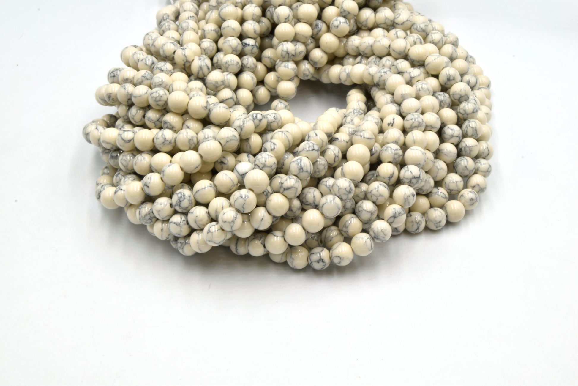 Reconstituted Howlite Beads | Polished Turquoise Round Shaped Beads - Available in 6mm 8mm 10mm 12mm