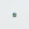 Faceted Turquoise Cube Shaped Gold Plated Copper Bezel Connector - Measuring 7-8mm - Natural Gemstone - Sold Individually