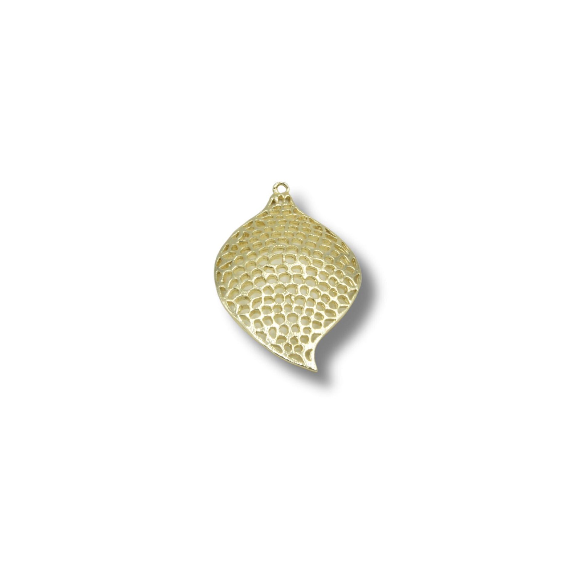 Plated Copper Leaf Shaped Component with Design and Single Ring- Sold in Pack of 2