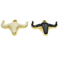 1.5" Gold Plated Black Acrylic Steer Skull Pendant - Measuring 36mm x 25mm Approx. - Available in 10 Colors, See Related Items Link