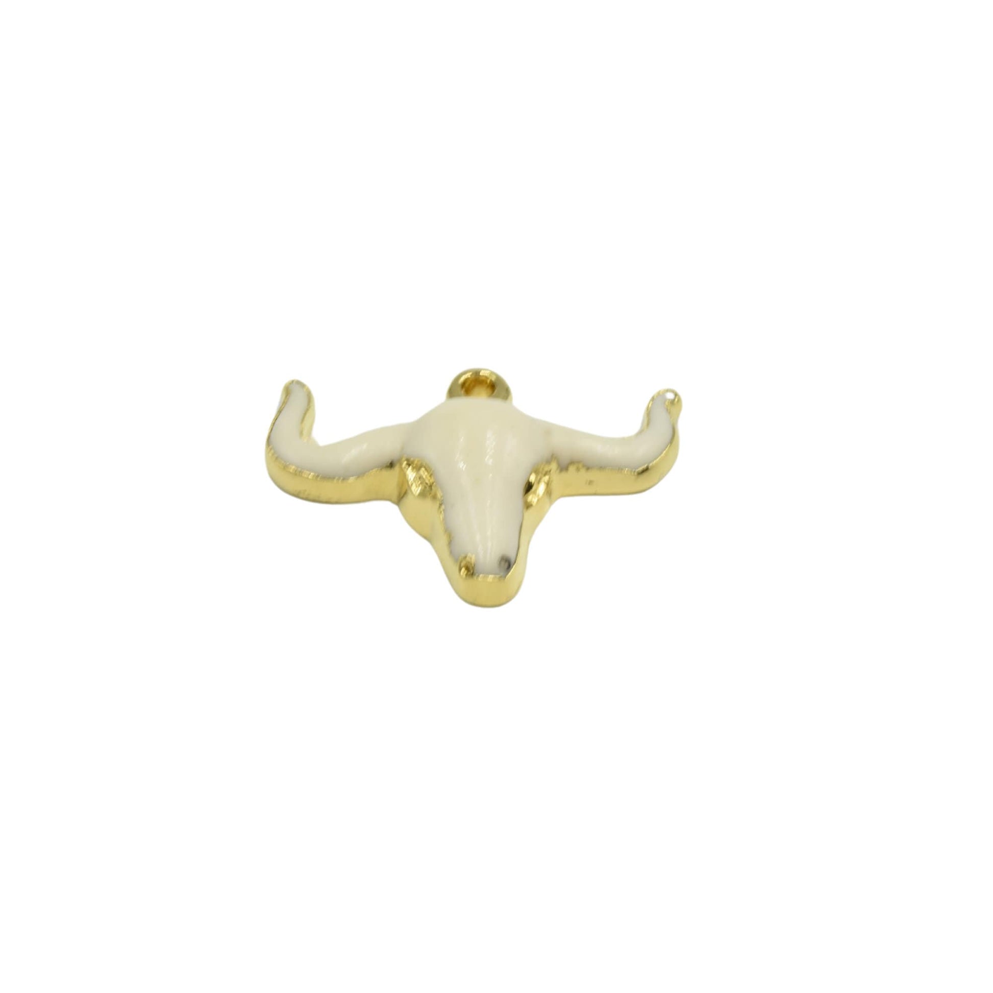 1.5" Gold Plated Black Acrylic Steer Skull Pendant - Measuring 36mm x 25mm Approx. - Available in 10 Colors, See Related Items Link