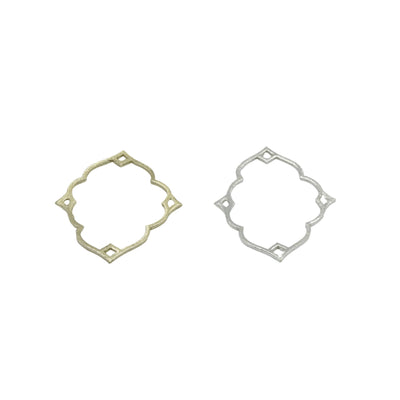 31mm x 48mm Gold Brushed Finish Open Cutout Marquise Shaped Plated Copper Components - Sold in Pre-Counted Bulk Packs of 10 Pieces