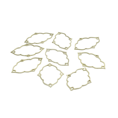 31mm x 48mm Gold Brushed Finish Open Cutout Marquise Shaped Plated Copper Components - Sold in Pre-Counted Bulk Packs of 10 Pieces