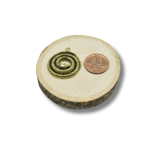 Coiled Snake Shaped Pendant Component (One Ring) - Available in antique gold and silver and normal silver- Sold in Pack of 10