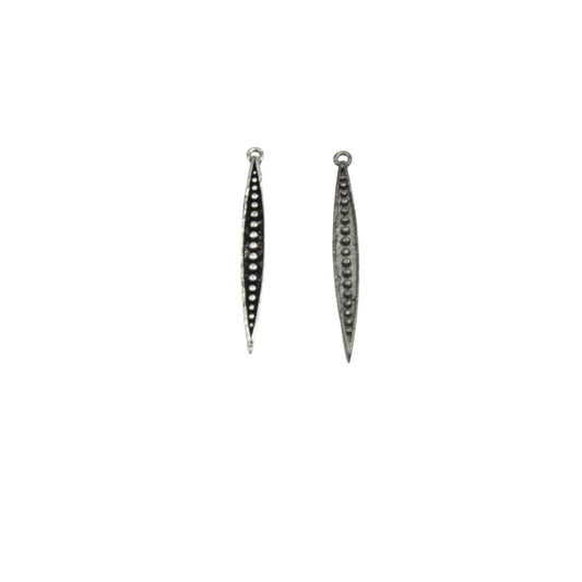 Plated Copper Skinny Dotted Spike/Dagger Pendant- Available in Gunmetal & Antique Silver- Sold in Packs of 10