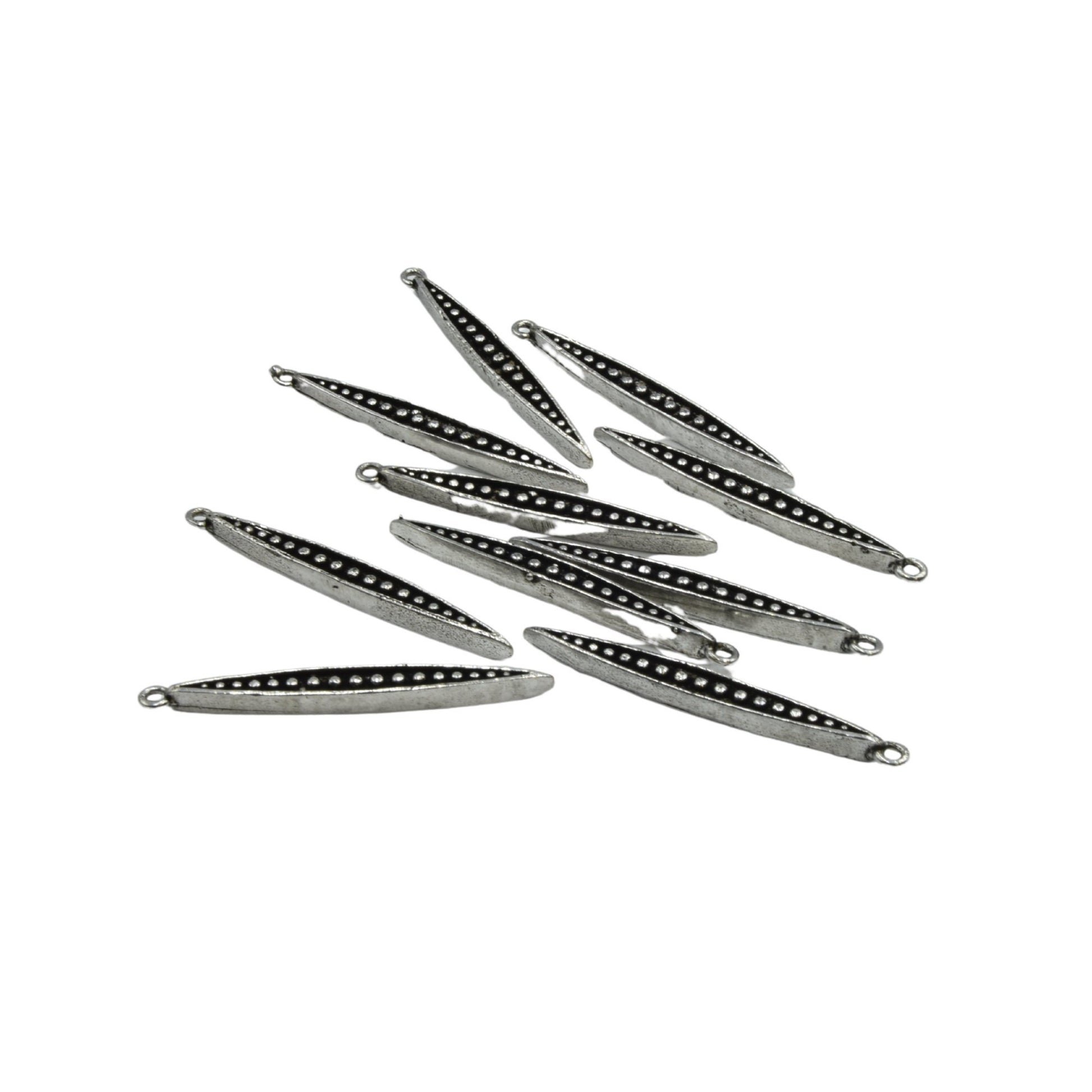 Plated Copper Skinny Dotted Spike/Dagger Pendant- Available in Gunmetal & Antique Silver- Sold in Packs of 10