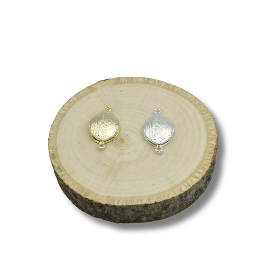 Brushed Textured Leaf Shaped Plated Copper Connecter- Available in Gold and Silver- Measuring 21mmx12mm- Sold in packs 10f 10