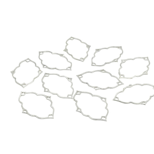 31mm x 48mm Gold Brushed Finish Open Cutout Marquise Shaped Plated Copper Components - Sold in Pre-Counted Bulk Packs of 10 Pieces