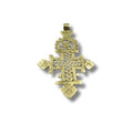 Extra Large Antique Gold Finish Pattern Ethiopian Cross Plated Copper Pendant - Measuring 3.85 inch - Sold Individually