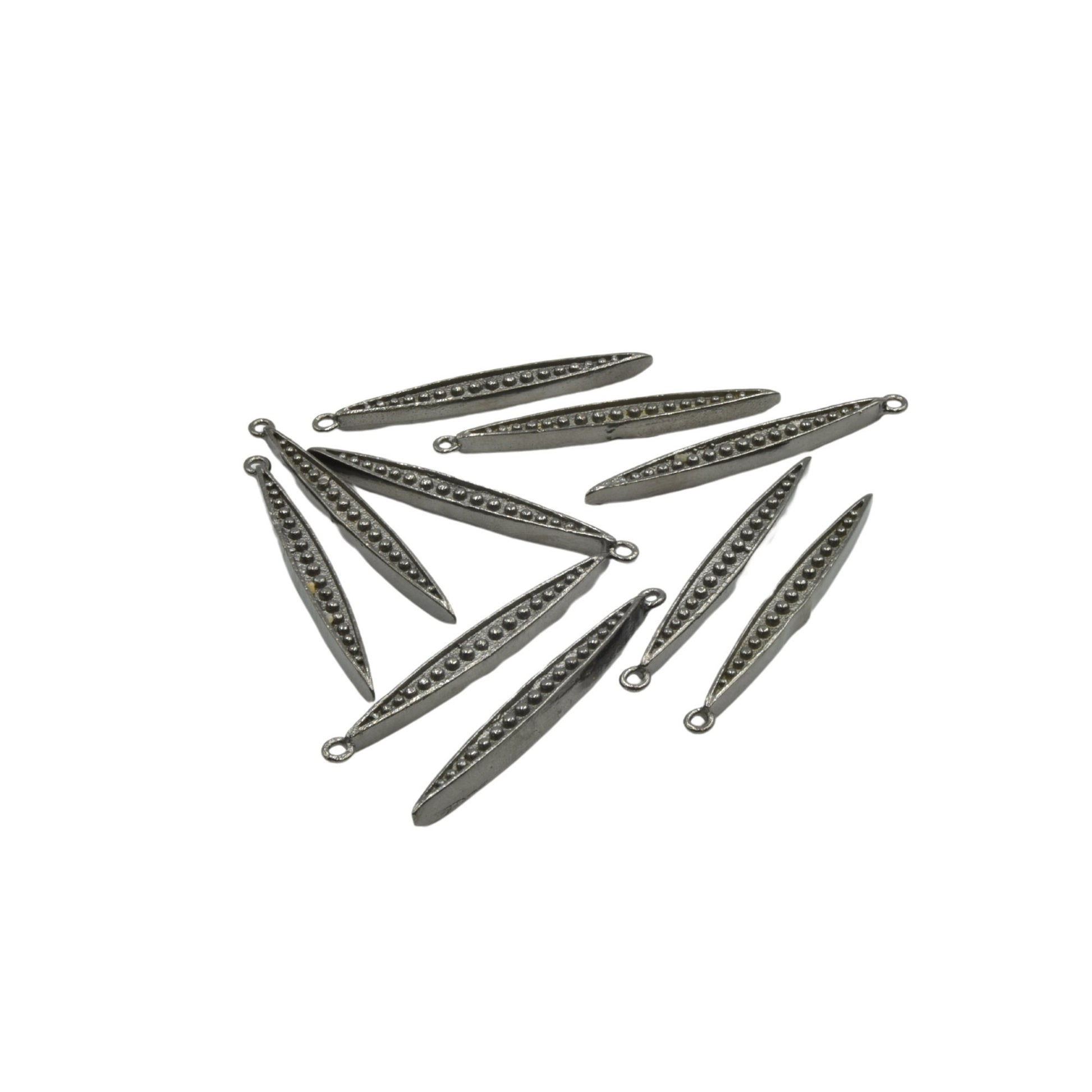 Plated Copper Skinny Dotted Spike/Dagger Pendant- Available in Gunmetal & Antique Silver- Sold in Packs of 10