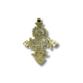 Extra Large Antique Gold Finish Pattern Ethiopian Cross Plated Copper Pendant - Measuring 3.85 inch - Sold Individually