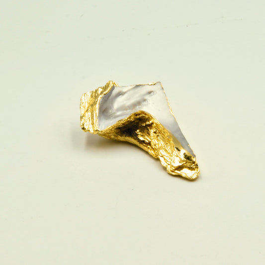 63mm x 31mm OOAK Gold Electroplated Mother of Pearl Freeform Shaped Focal Pendant