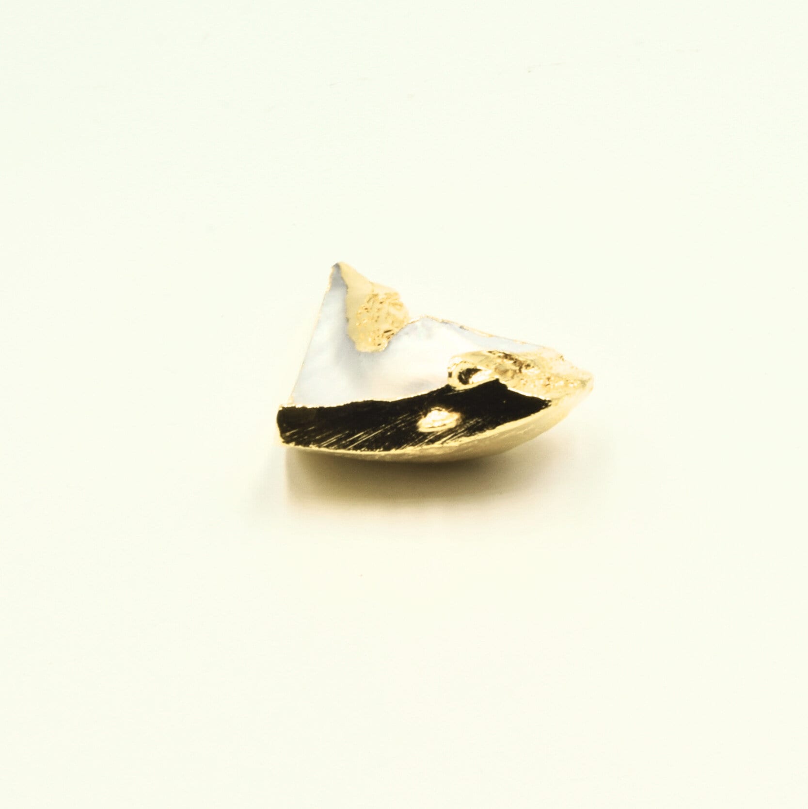 63mm x 31mm OOAK Gold Electroplated Mother of Pearl Freeform Shaped Focal Pendant