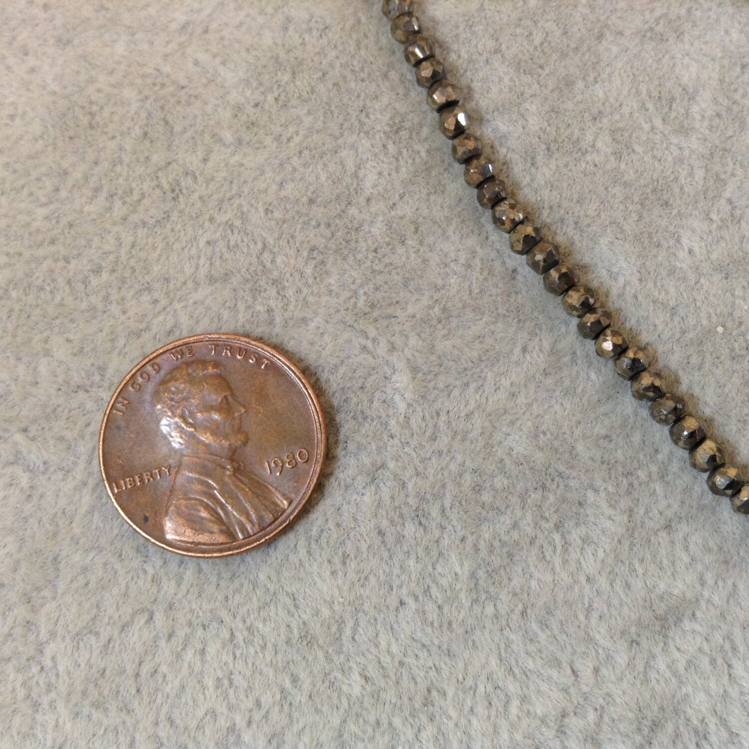 3mm Rough Pyrite Faceted Rondelle Beads