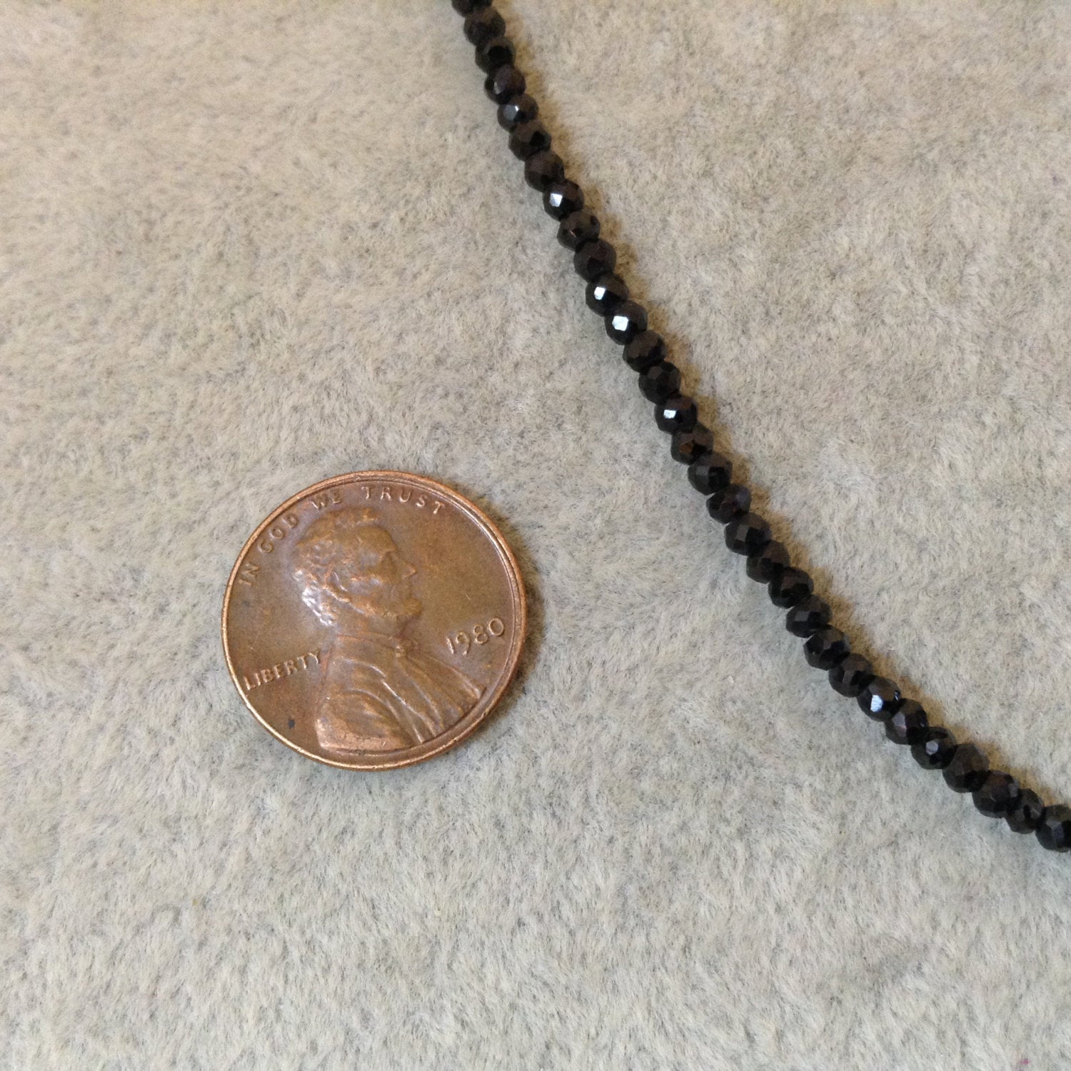 Black Spinel Faceted Round Bead Strand, 3mm, approx. 150 beads per strand