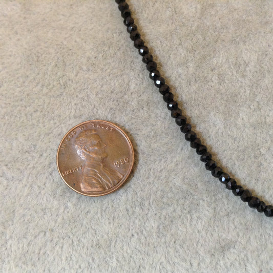 Black Spinel Faceted Round Bead Strand, 3mm, approx. 150 beads per strand