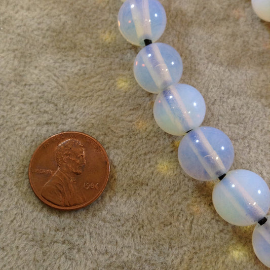 Large Hole (2.5mm or 4mm) Opalite Round Bead Strand, 12mm, approx. 17 beads per strand
