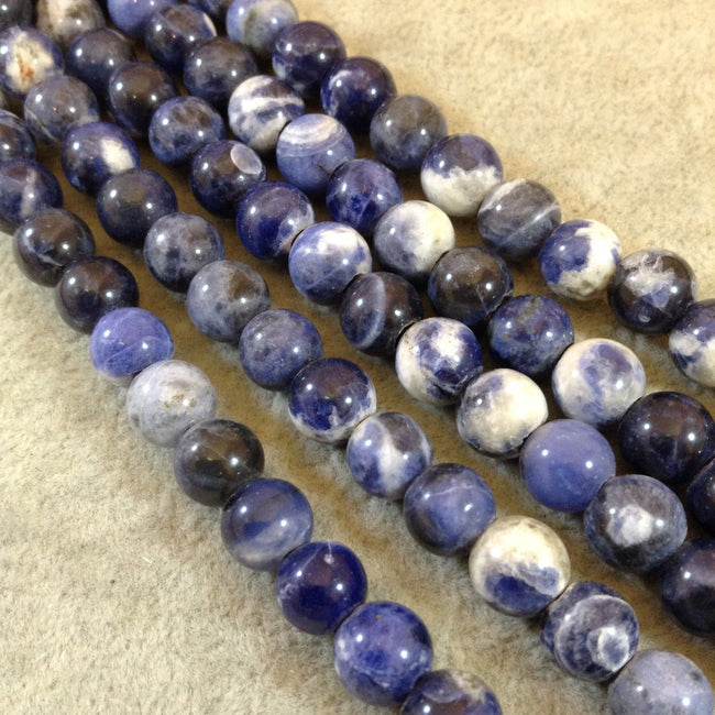 Large Hole (2.5mm) Sodalite Round Bead Strand, 12mm, approx. 17 beads per strand