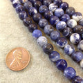 Large Hole (2.5mm) Sodalite Round Bead Strand, 12mm, approx. 17 beads per strand