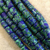 Large Hole (2.5mm) Synthetic Azurite Malachite Barrel Cylinder Bead Strand, 10mm x 14mm, approx. 14 beads per strand