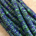 Large Hole (2.5mm) Synthetic Azurite Malachite Disc Bead Strand, 10mm x 2-4mm, approx. 48 beads per strand