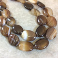 Beautiful Striped Brown Agate Oval Beads, 18mm x 25mm, approx. 16 beads per strand.