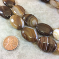 Beautiful Striped Brown Agate Oval Beads, 18mm x 25mm, approx. 16 beads per strand.
