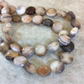 Light Brown Banded Agate Coin Beads, 15mm, approx. 26 beads per strand.