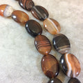 Reddish Brown Banded Agate Oval Beads, 18mm x 25mm, approx. 16 beads per strand.