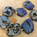 Large Blue Green Druzy Geode Slab Beads, approx. 45mm x 50mm, 7 beads per strand