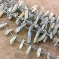 Natural Rough Light Aqua Druzy Crystal Point Drop Beads - 15" Strand (Approx. 25 Beads) - Measuring 5-8mm x 20-25mm - Sold by the Strand