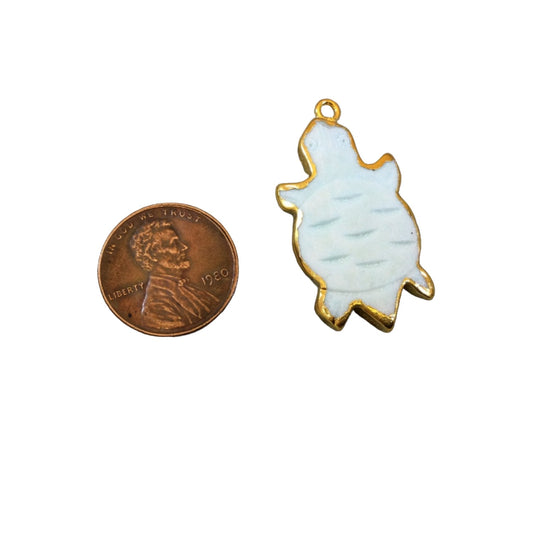 Small Gold Plated Bone Turtle Pendant, 18mm x 32mm (BL 10)