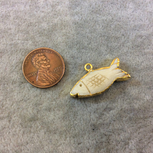 Small Gold Plated Bone Fish Pendant, 28mm x 12mm (BF 1)