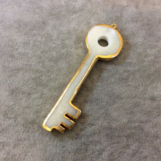 Large Gold Plated Bone Key Pendant, 24mm x 77mm (BK 1)