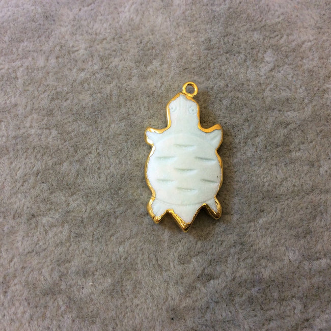 Small Gold Plated Bone Turtle Pendant, 18mm x 32mm (BL 10)