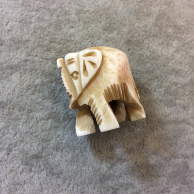 Natural Ox Bone White Standing Elephant Focal Bead, 30mm x 40mm