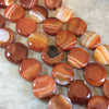 Red Banded Agate Thick Coin Beads, 25mm, approx. 16 beads per strand.