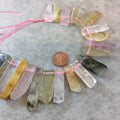 Graduated Strand of Assorted Gemstone Stick Beads - 14"-16" Strand (Approximately 39 Beads) - Measuring 10mm x 25-40mm - Natural Gemstone