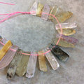 Graduated Strand of Assorted Gemstone Stick Beads - 14"-16" Strand (Approximately 39 Beads) - Measuring 10mm x 25-40mm - Natural Gemstone