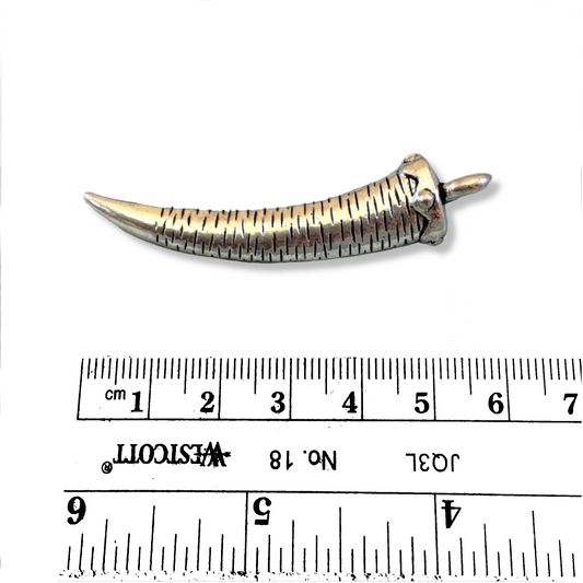 2.5" Tibetan Silver-Plated Copper Tusk/Horn Shaped Pendant - Measuring 10mm x 60mm with Attached Bail - Sold Individually