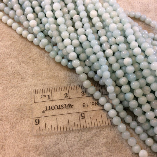 4mm Smooth Round Blue Amazonite Beads - 15.5" Strand (Approximately 105 Beads) - Natural Semi-Precious Gemstone