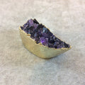 Large Purple Tusk Shaped Druzy Amethyst Pendant - Measuring 25mm x 55mm x 30mm  - Electroformed Gold Finish - Natural Semi-precious Gemstone