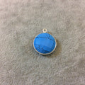 Silver Finish Faceted Howlite Round Shaped Bezel Pendant Component - Measuring 18mm x 18mm - Natural Semi-precious Gemstone