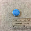 Silver Finish Faceted Howlite Round Shaped Bezel Pendant Component - Measuring 18mm x 18mm - Natural Semi-precious Gemstone