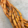 Orange Natural Wood Tube/Barrel Beads - 14.5" Strand (Approx. 24 Beads) - Measuring 7mm x 16mm - 2mm Hole Size - Sold by the Strand