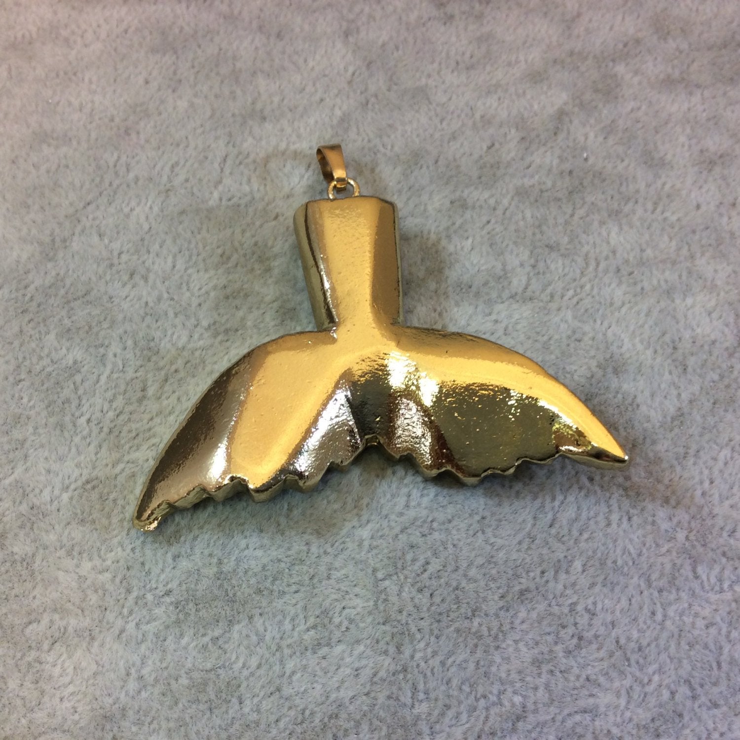 Gold Plated Resin Whale Tail Shaped Focal Pendants - Measuring 60mm x 40mm Approximately - Sold Individually