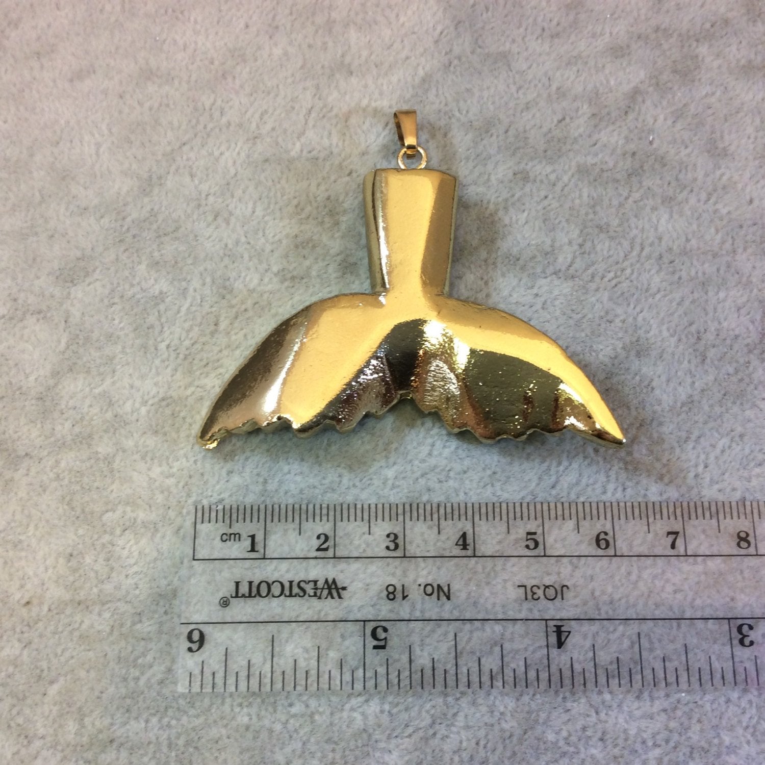 Gold Plated Resin Whale Tail Shaped Focal Pendants - Measuring 60mm x 40mm Approximately - Sold Individually